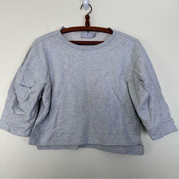 Stella McCartney x Adidas Cropped 3/4 Sleeve Sweatshirt in Heather Gray Size XS - Picture 1 of 7